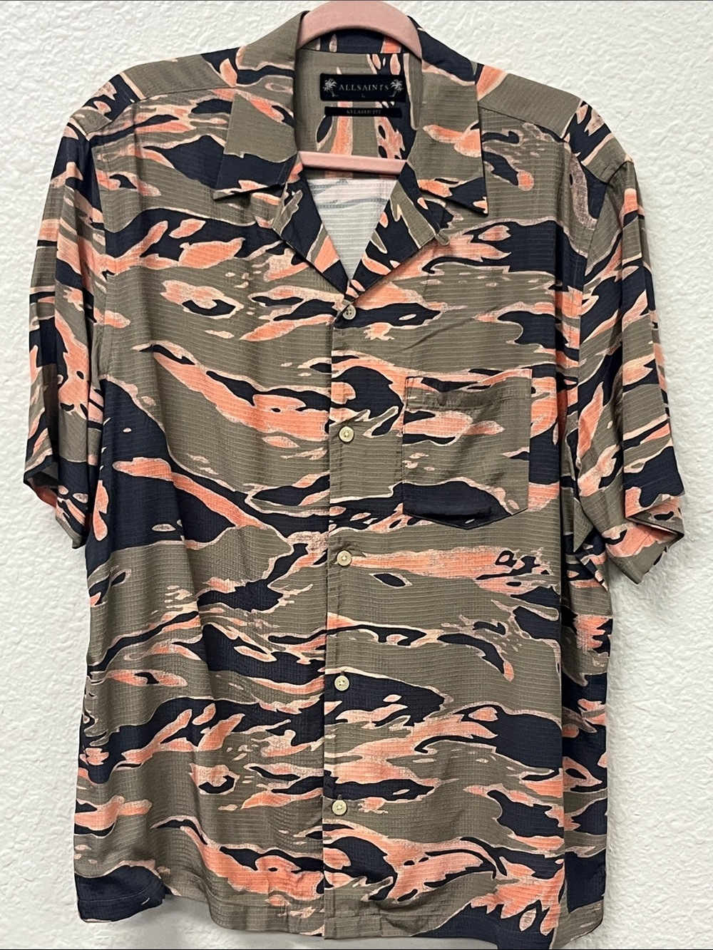 All Saints Men's Camouflage Shirt - Orange, Black, and Gray/Green
#1122